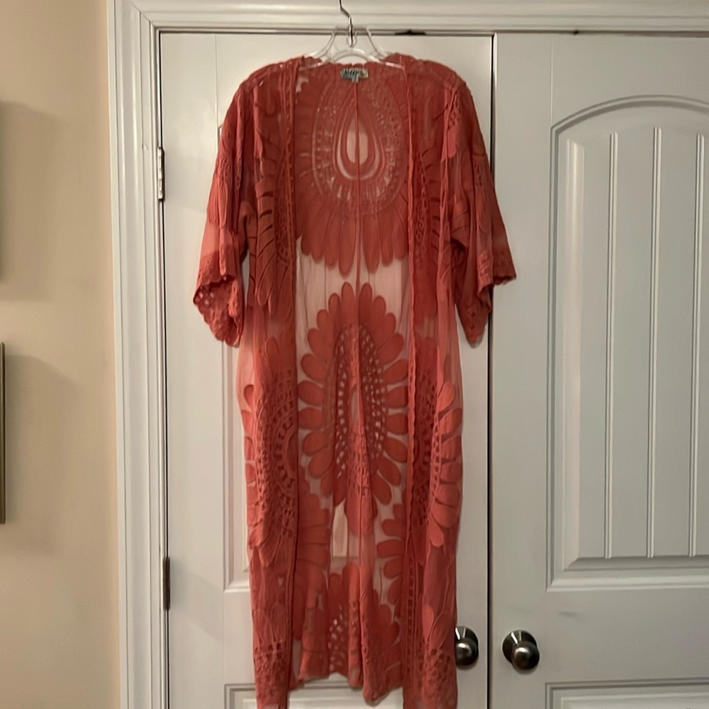 Rebellion peach long duster size small